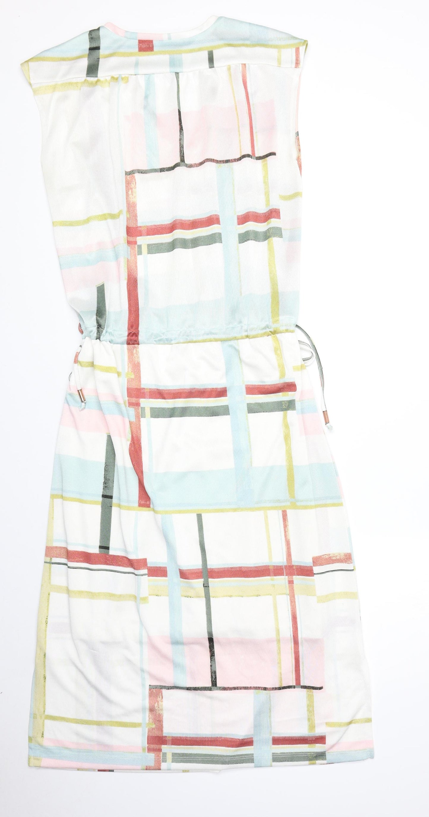 NEXT Womens Multicoloured Geometric Polyester A-Line Size 12 V-Neck Pullover - Elastic Waist