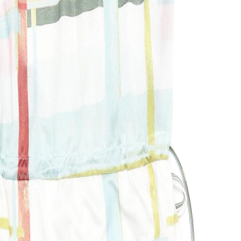 NEXT Womens Multicoloured Geometric Polyester A-Line Size 12 V-Neck Pullover - Elastic Waist