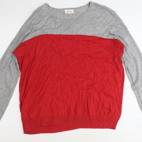 Linea Womens Grey Boat Neck Viscose Pullover Jumper Size S - Colourblock