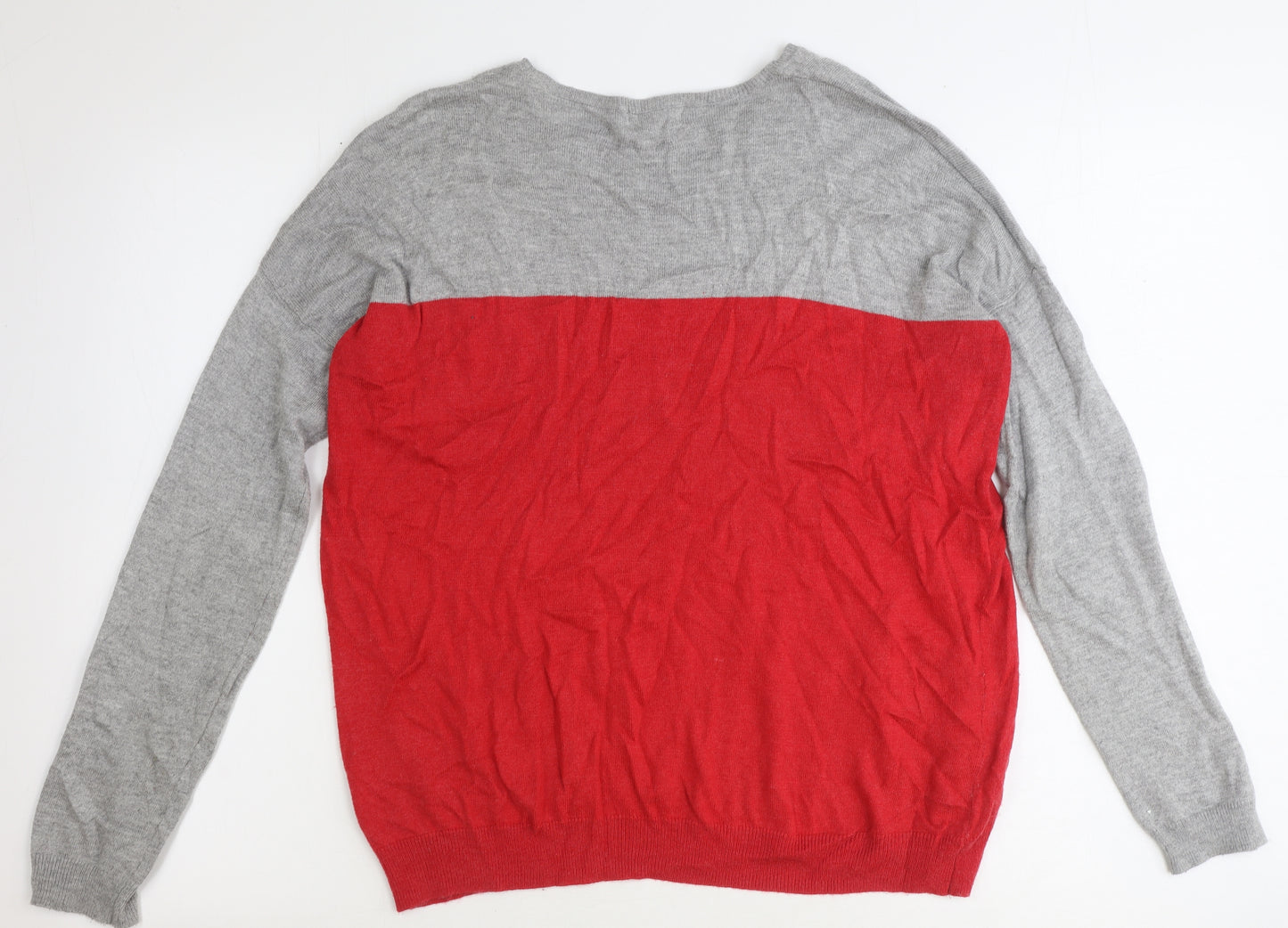 Linea Womens Grey Boat Neck Viscose Pullover Jumper Size S - Colourblock