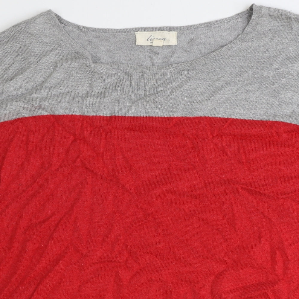 Linea Womens Grey Boat Neck Viscose Pullover Jumper Size S - Colourblock