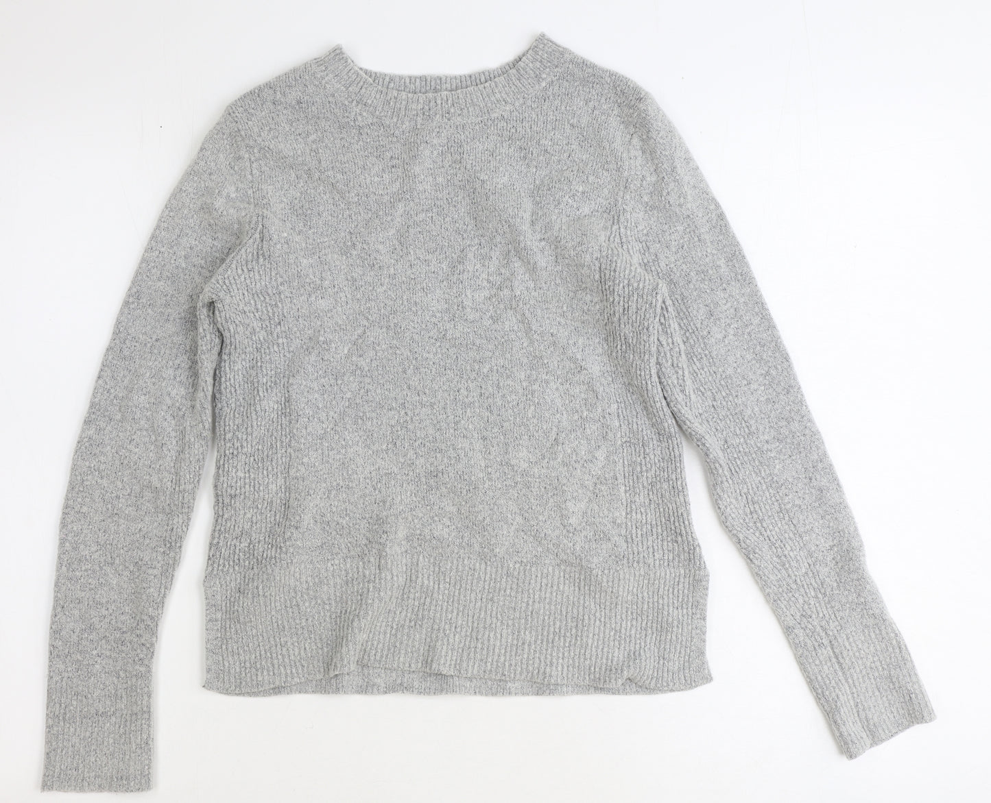 Oasis Womens Grey Boat Neck Acrylic Pullover Jumper Size S