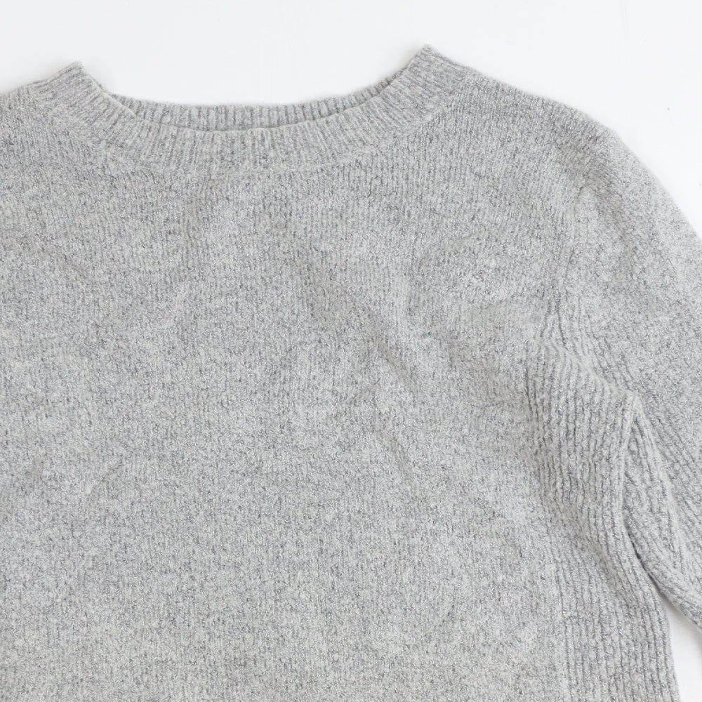 Oasis Womens Grey Boat Neck Acrylic Pullover Jumper Size S