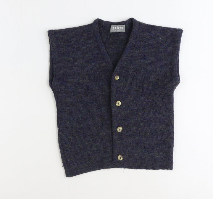 TruTex Boys Blue V-Neck Acrylic Vest Jumper One Size Button
