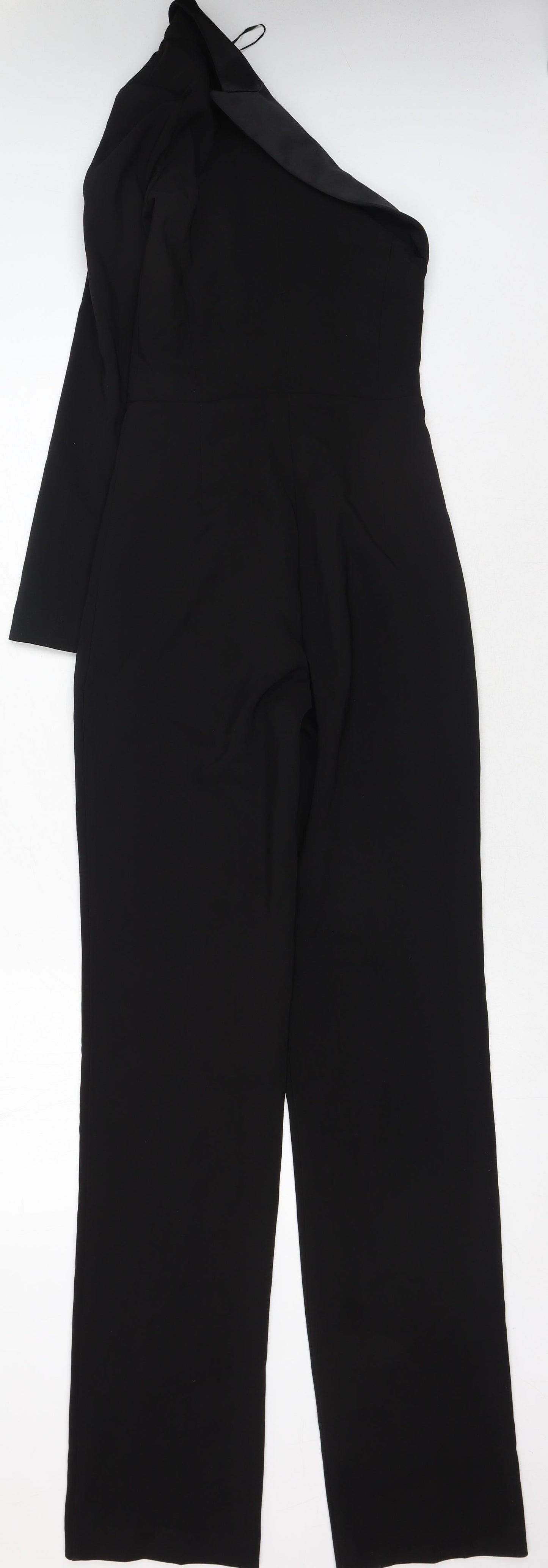 Zara Womens Black Polyester Jumpsuit One-Piece Size XS Zip