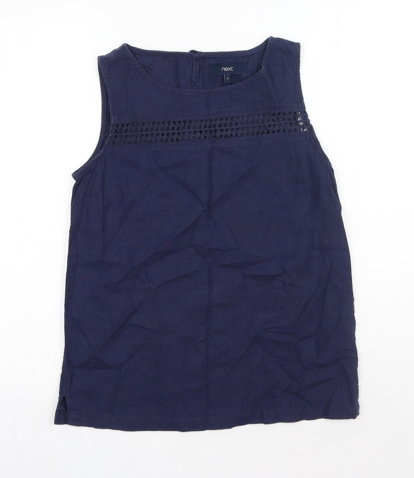 NEXT Womens Blue Linen Basic Tank Size 8 Boat Neck