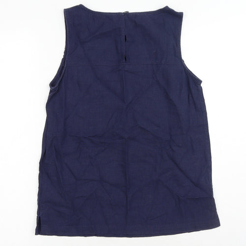 NEXT Womens Blue Linen Basic Tank Size 8 Boat Neck