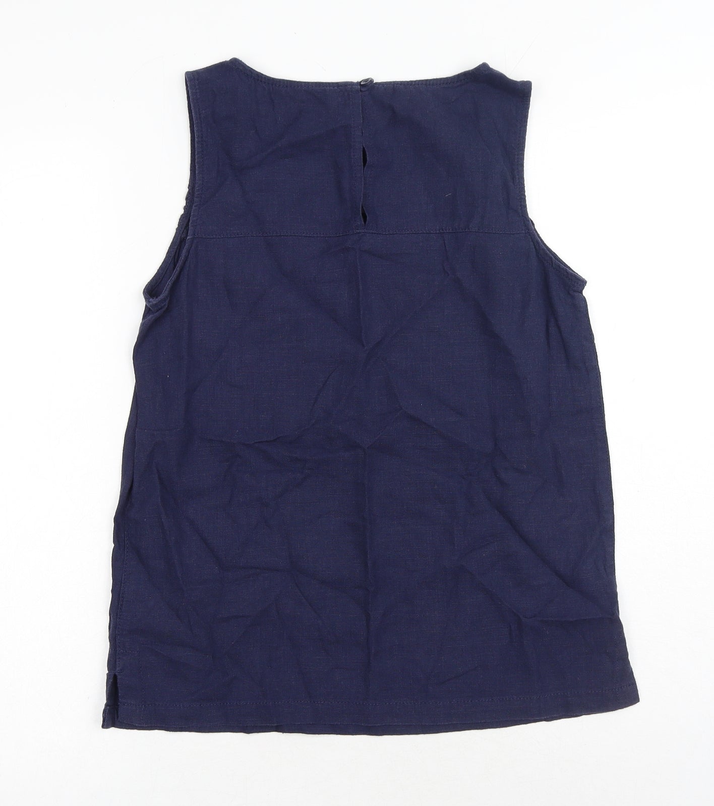 NEXT Womens Blue Linen Basic Tank Size 8 Boat Neck