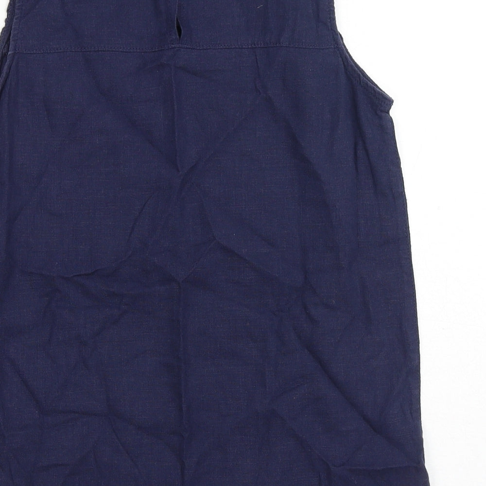 NEXT Womens Blue Linen Basic Tank Size 8 Boat Neck