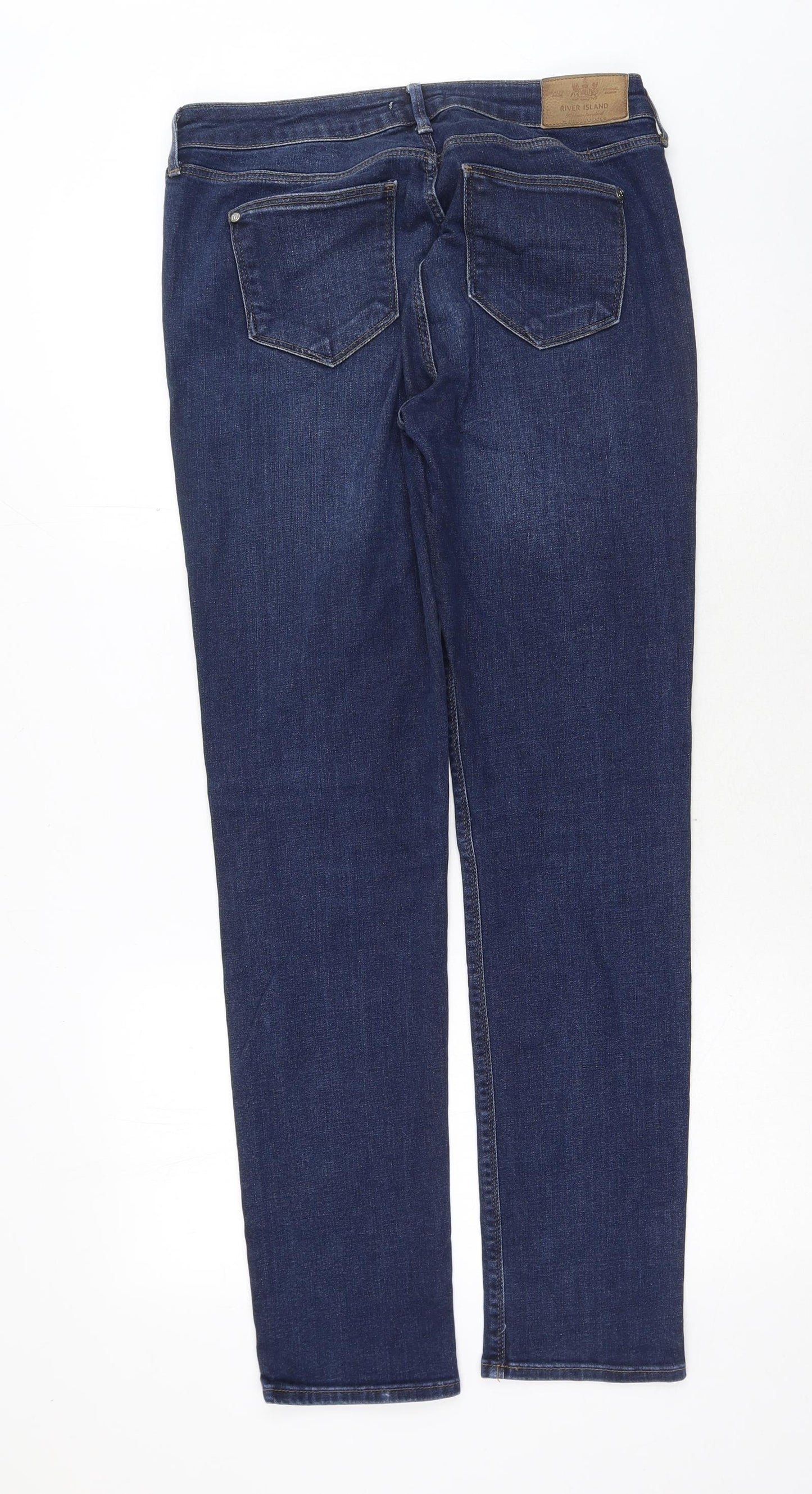 River Island Womens Blue Cotton Skinny Jeans Size 14 Regular Button