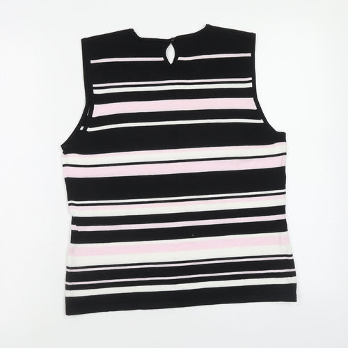 NEXT Womens Black Striped Viscose Basic Tank Size 16 Scoop Neck