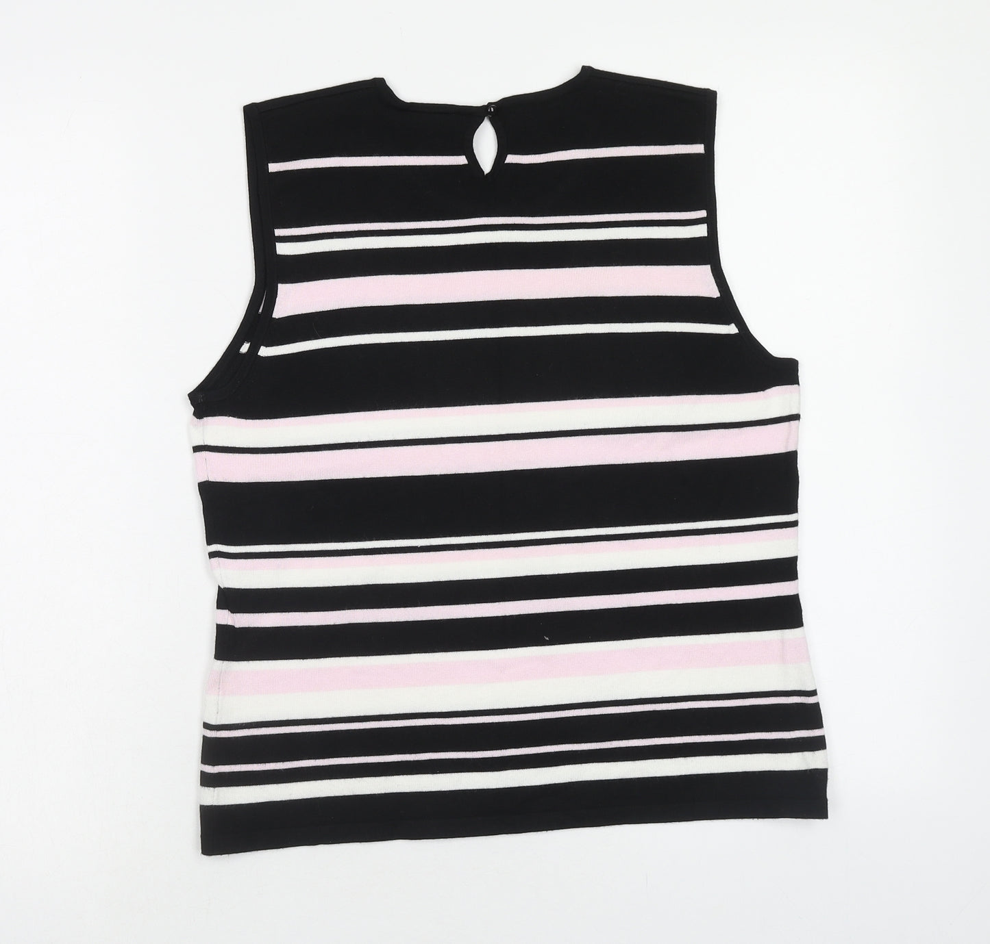 NEXT Womens Black Striped Viscose Basic Tank Size 16 Scoop Neck