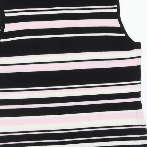 NEXT Womens Black Striped Viscose Basic Tank Size 16 Scoop Neck