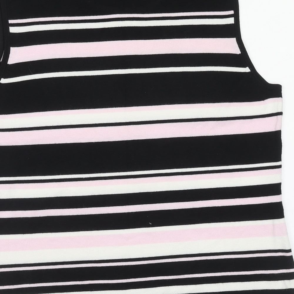 NEXT Womens Black Striped Viscose Basic Tank Size 16 Scoop Neck