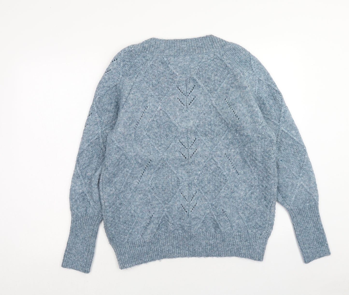 Marks and Spencer Womens Blue Round Neck Acrylic Pullover Jumper Size M