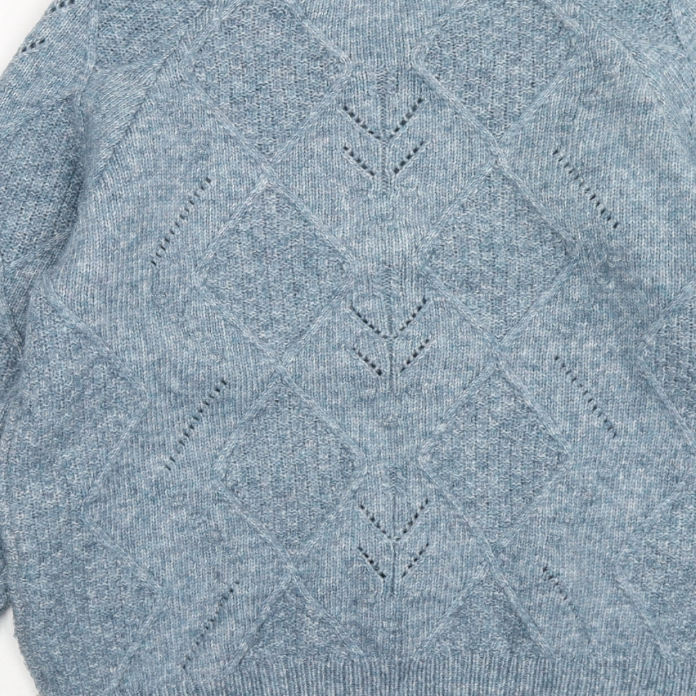 Marks and Spencer Womens Blue Round Neck Acrylic Pullover Jumper Size M