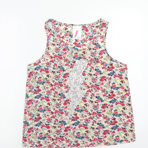 NEXT Womens Multicoloured Floral Polyester Basic Tank Size 14 Scoop Neck