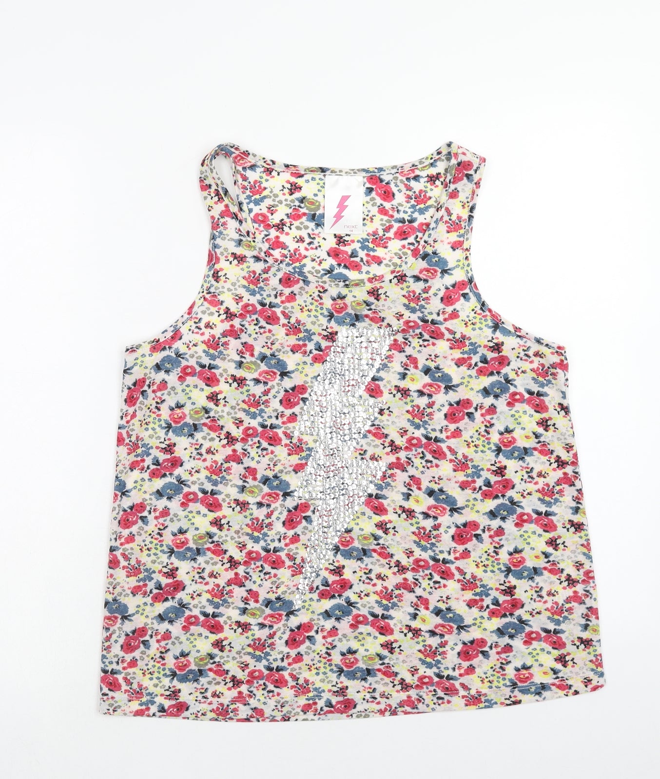 NEXT Womens Multicoloured Floral Polyester Basic Tank Size 14 Scoop Neck