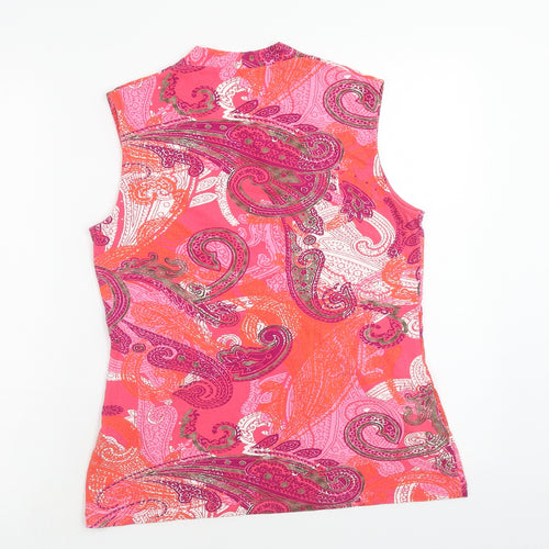 Olsen Womens Pink Paisley Viscose Basic Tank Size 14 V-Neck