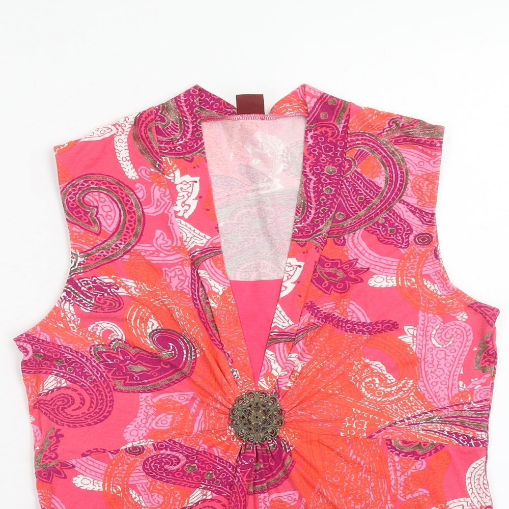Olsen Womens Pink Paisley Viscose Basic Tank Size 14 V-Neck