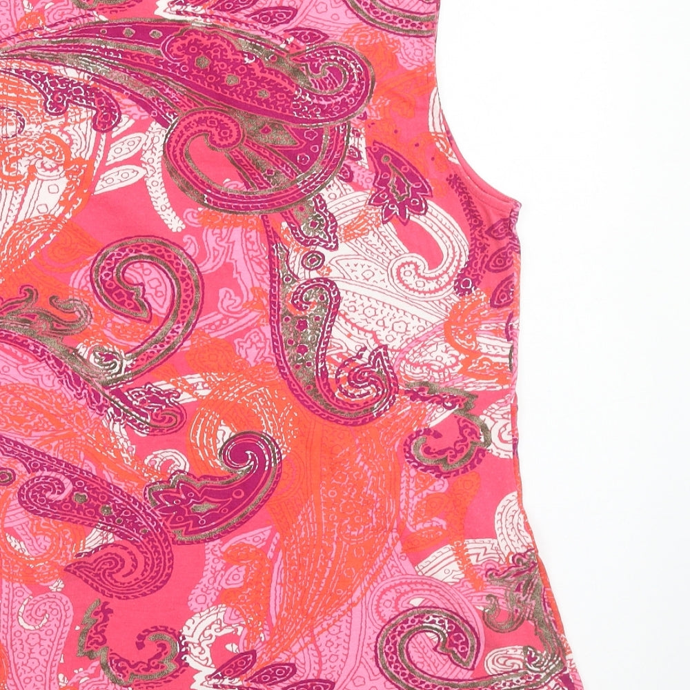 Olsen Womens Pink Paisley Viscose Basic Tank Size 14 V-Neck