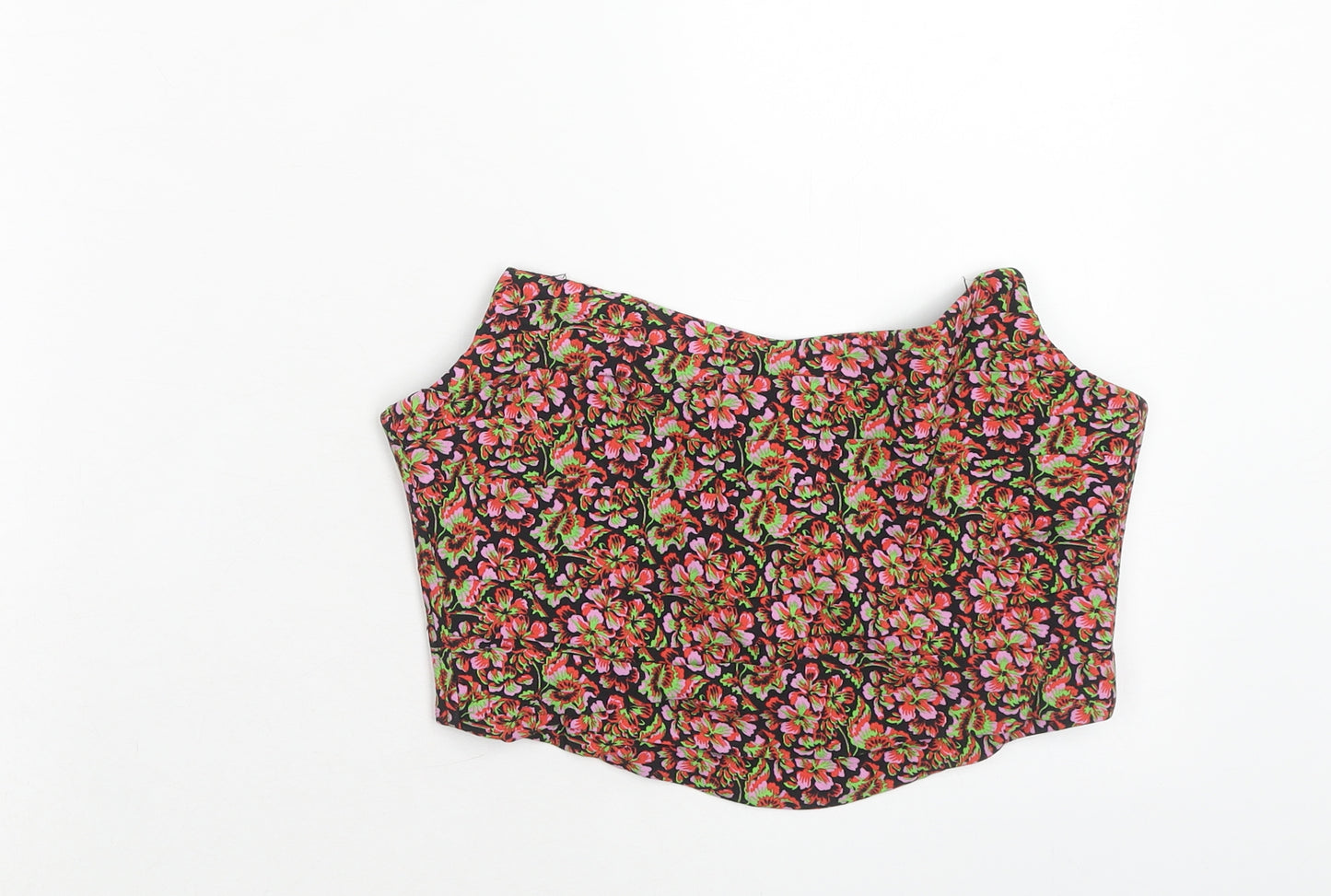 Zara Womens Multicoloured Floral Polyester Cropped Blouse Size M Off the Shoulder - Bandeau Top