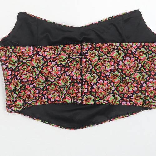 Zara Womens Multicoloured Floral Polyester Cropped Blouse Size M Off the Shoulder - Bandeau Top