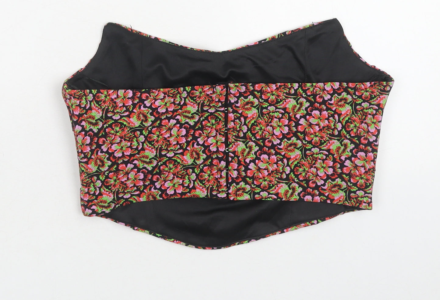 Zara Womens Multicoloured Floral Polyester Cropped Blouse Size M Off the Shoulder - Bandeau Top
