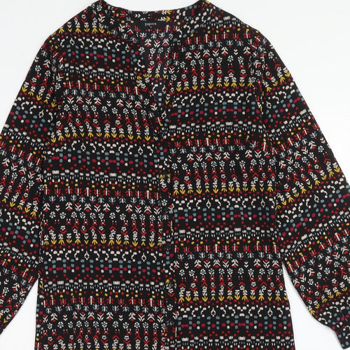 papaya Womens Multicoloured Geometric Polyester Mermaid Size 10 V-Neck Button