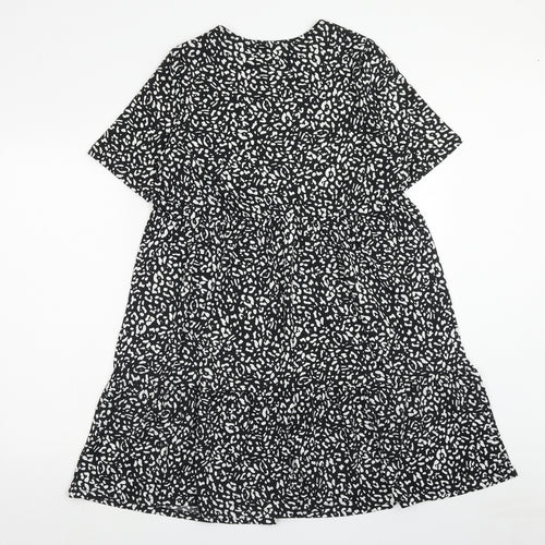 Papaya Womens Black Animal Print Polyester A-Line Size 12 Boat Neck Pullover