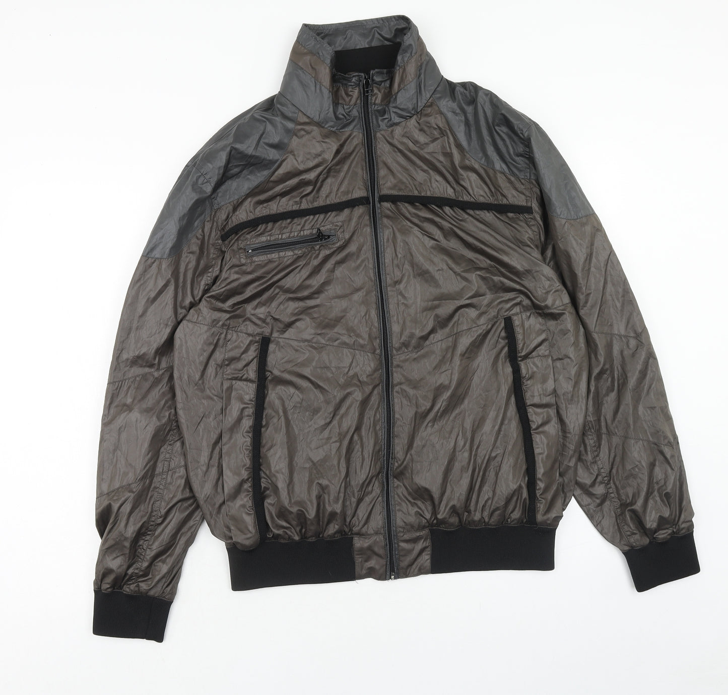Denim & Co. Mens Brown Bomber Jacket Jacket Size L Zip
