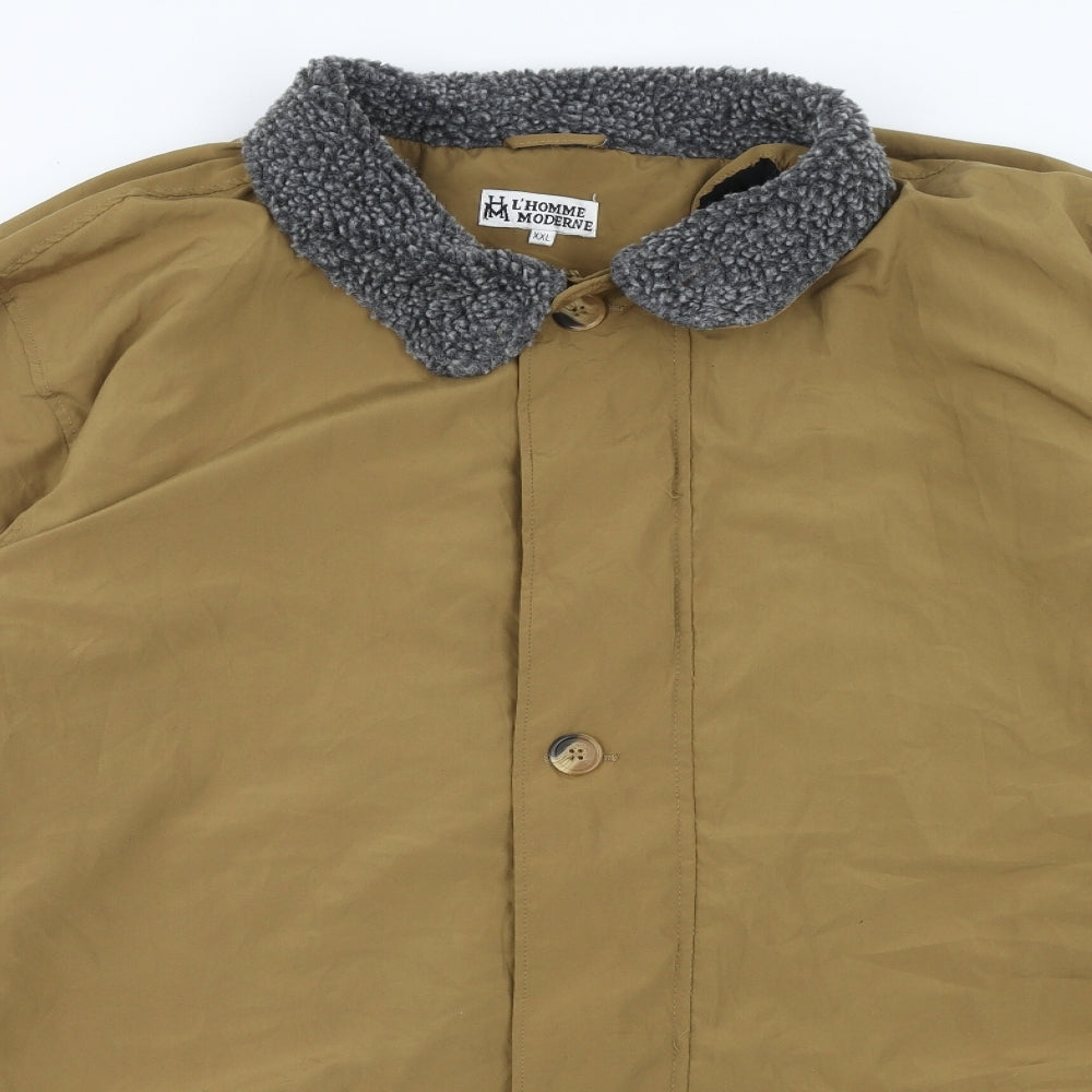 L'Homme Moderne Mens Brown Jacket Size 2XL Zip