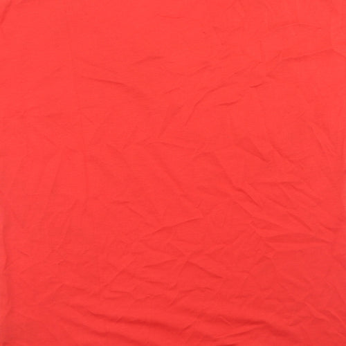 Marks and Spencer Womens Red Floral Polyester Basic T-Shirt Size 10 Scoop Neck
