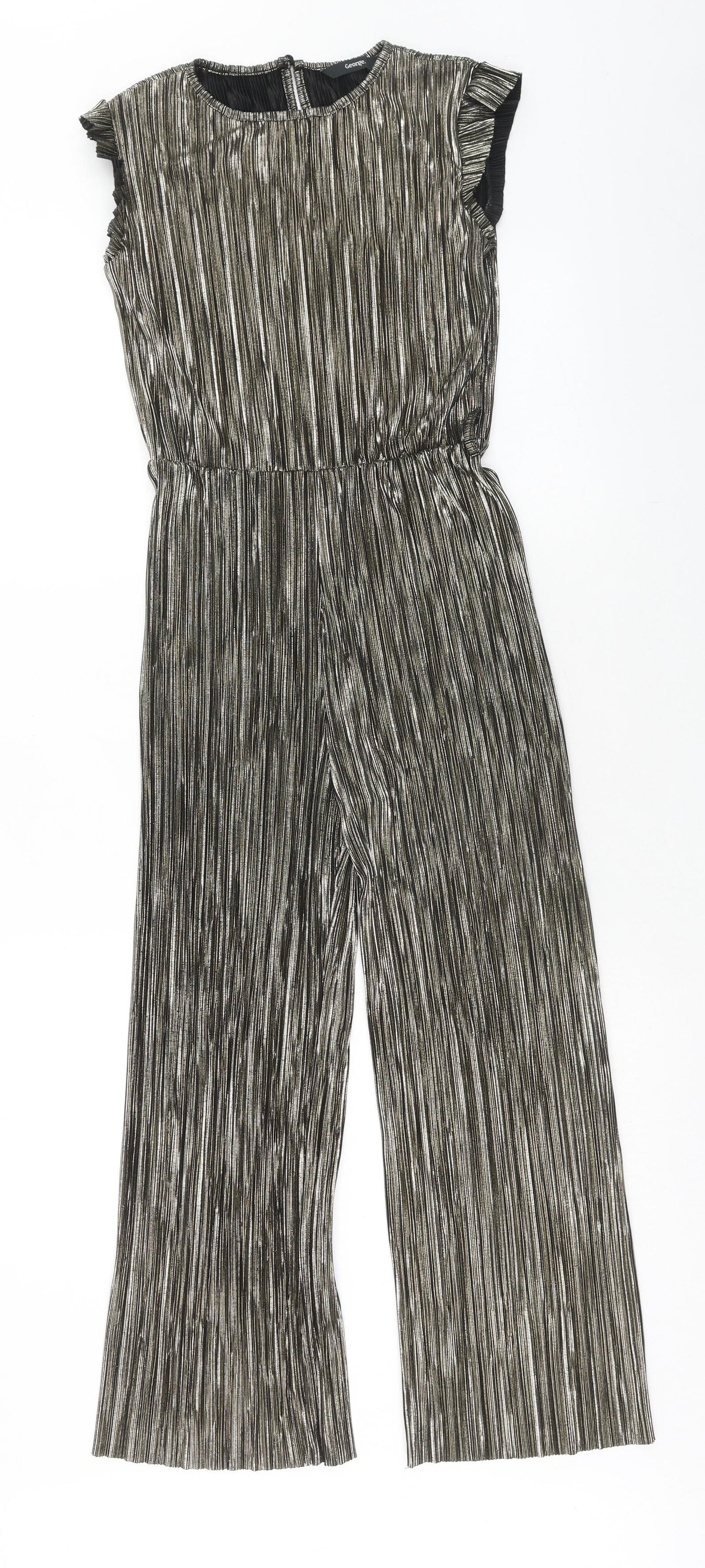 George Girls Gold Polyester Jumpsuit One-Piece Size 11-12 Years Button