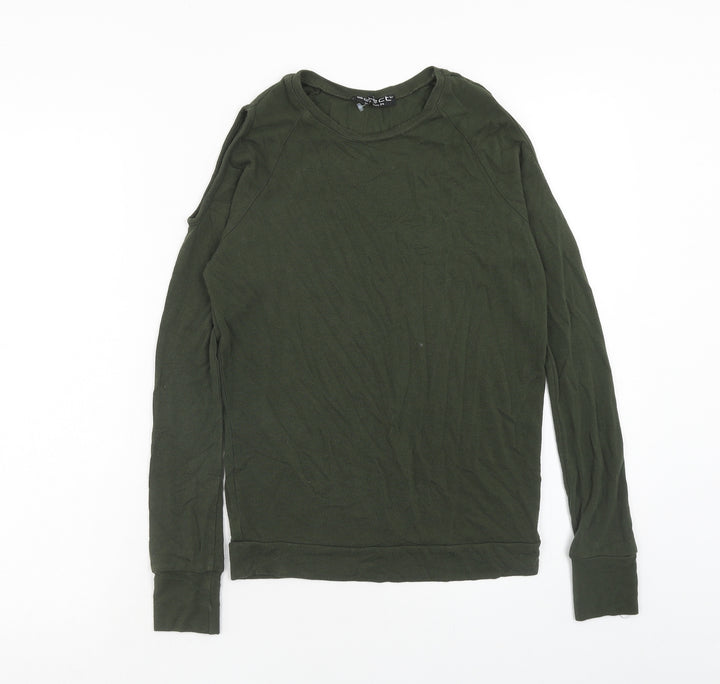 Select Womens Green Viscose Pullover Sweatshirt Size 6 Pullover - Cold Shoulder