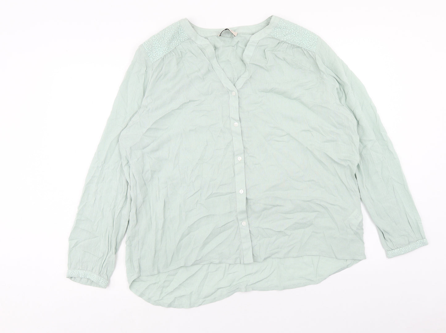 Per Una Womens Green Viscose Basic Blouse Size 18 V-Neck