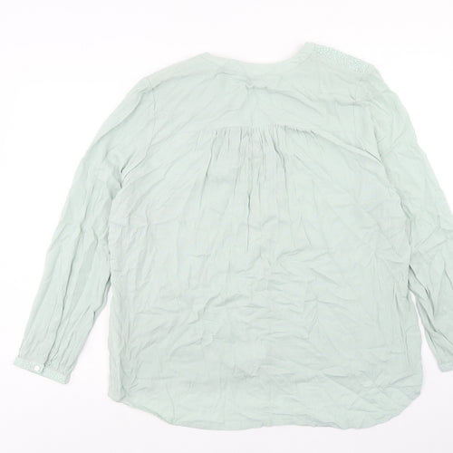 Per Una Womens Green Viscose Basic Blouse Size 18 V-Neck