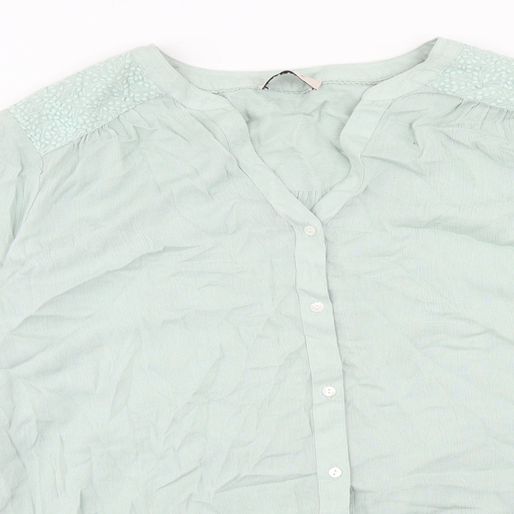 Per Una Womens Green Viscose Basic Blouse Size 18 V-Neck