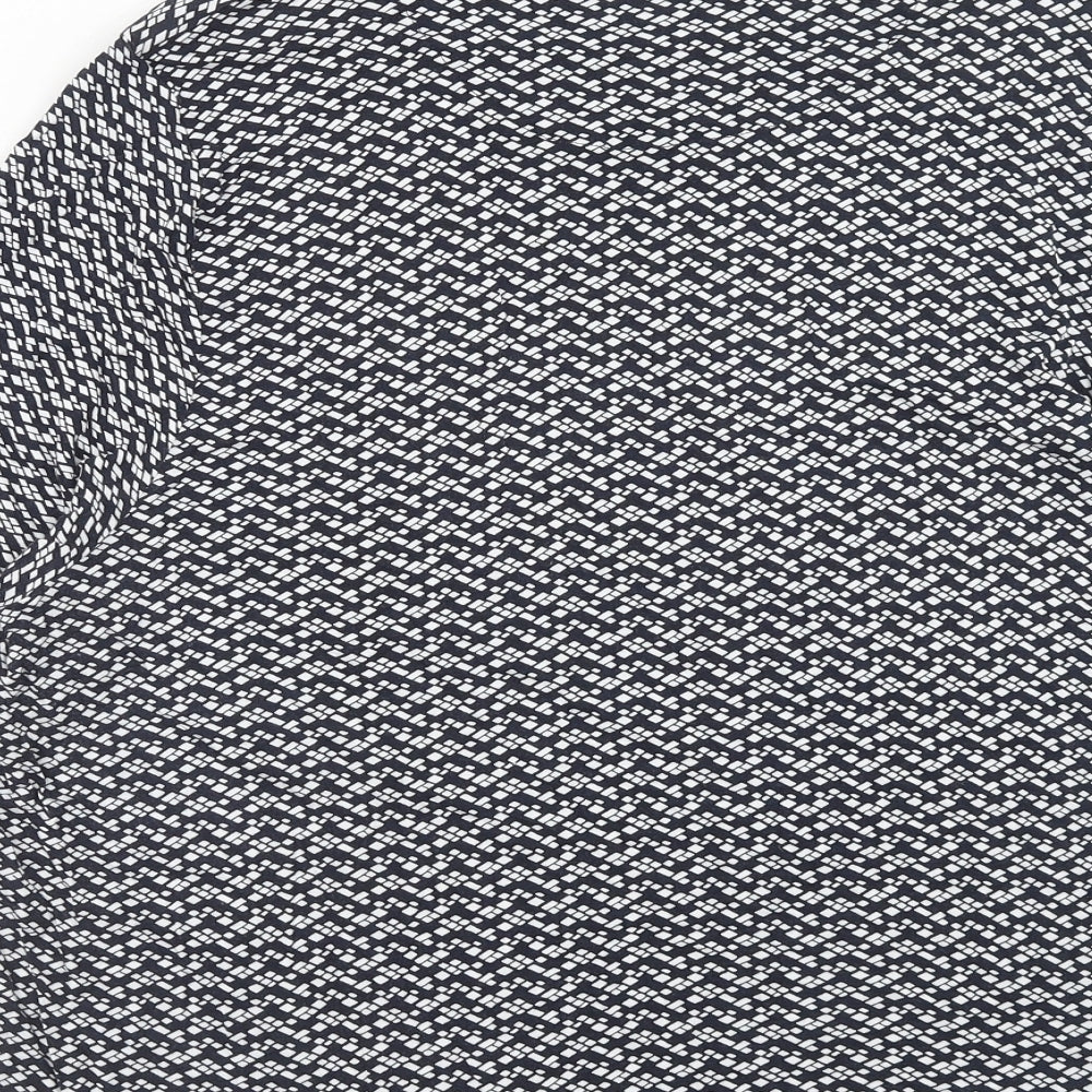 Marks and Spencer Womens Black Geometric Viscose Basic T-Shirt Size 22 Boat Neck