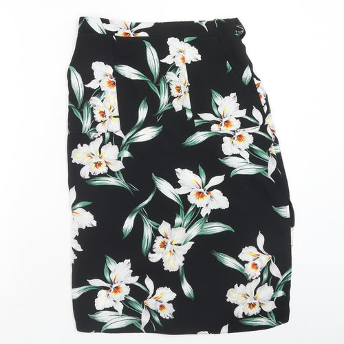 Dorothy Perkins Womens Black Floral Polyester Straight & Pencil Skirt Size 6