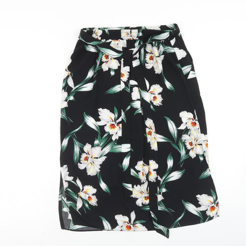 Dorothy Perkins Womens Black Floral Polyester Straight & Pencil Skirt Size 6