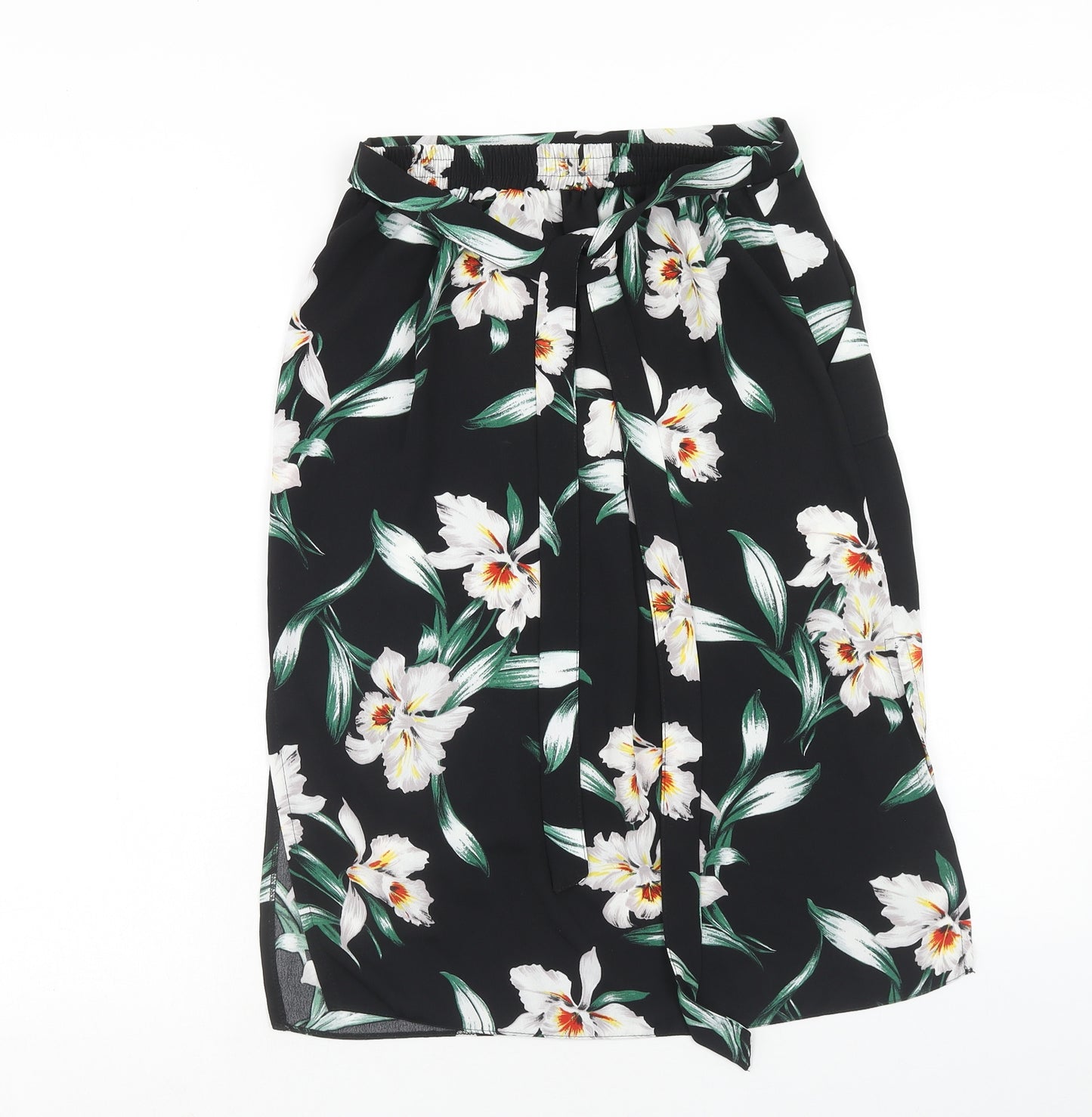Dorothy Perkins Womens Black Floral Polyester Straight & Pencil Skirt Size 6