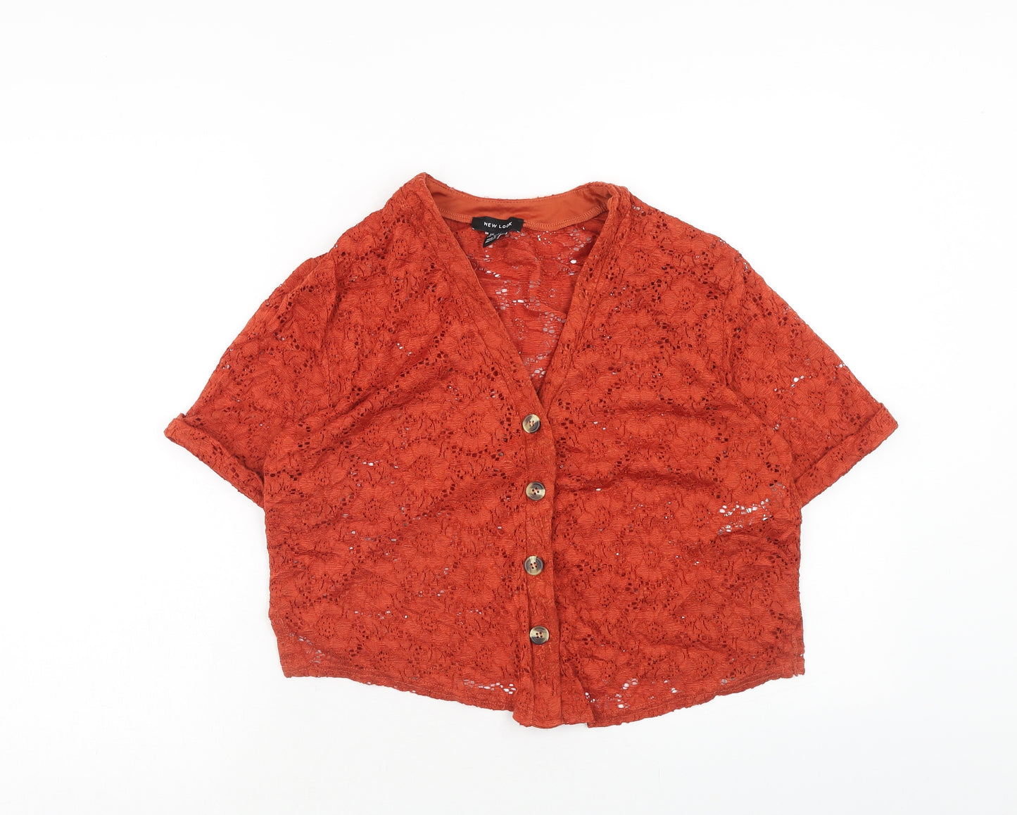 NEXT Womens Orange Floral Nylon Basic Blouse Size 12 V-Neck