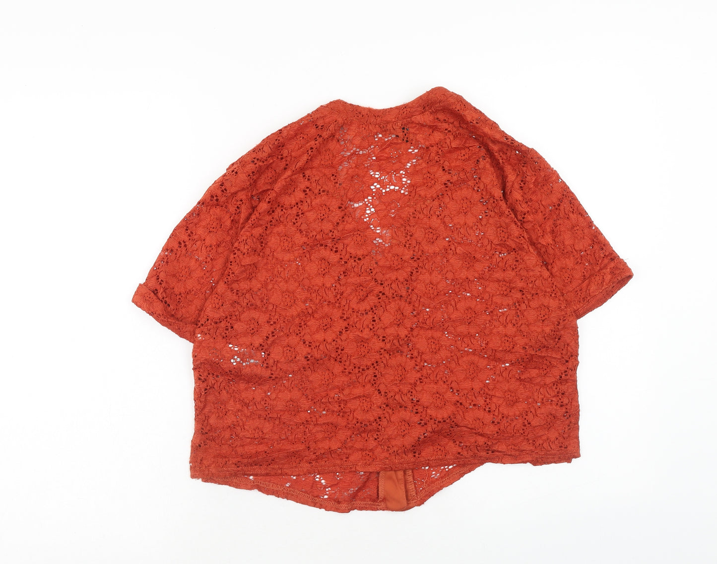 NEXT Womens Orange Floral Nylon Basic Blouse Size 12 V-Neck