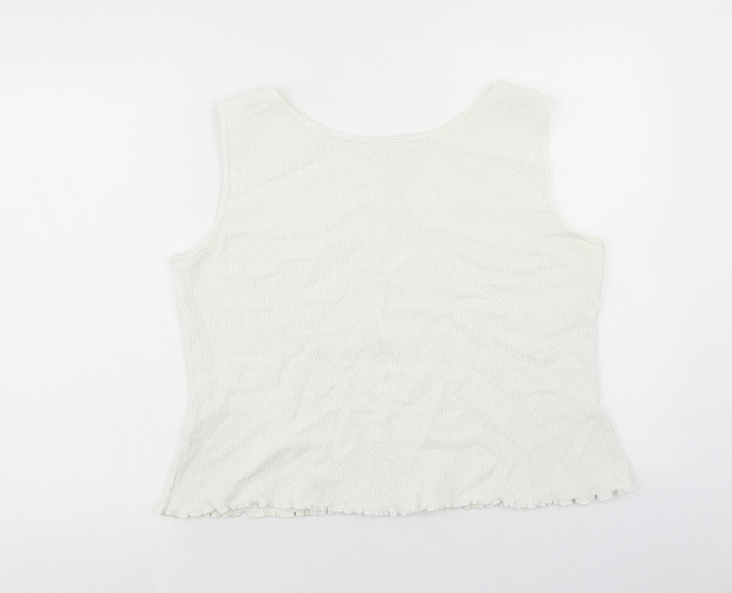Ecology Womens White Cotton Cropped Tank Size XL Boat Neck