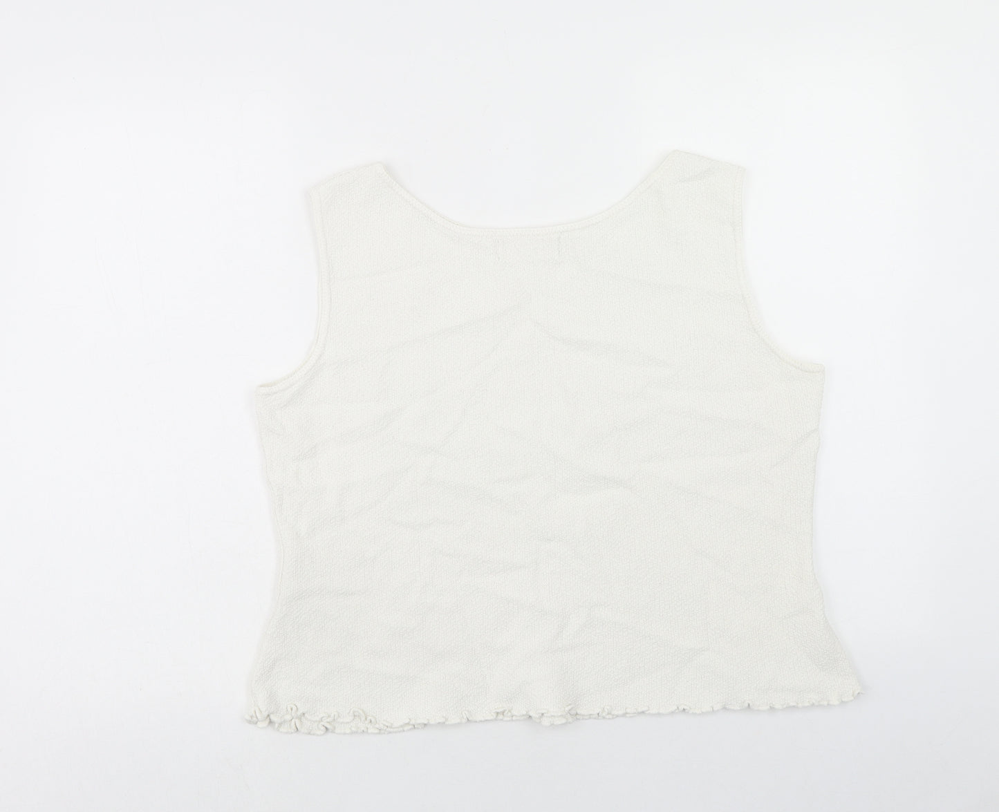 Ecology Womens White Cotton Cropped Tank Size XL Boat Neck