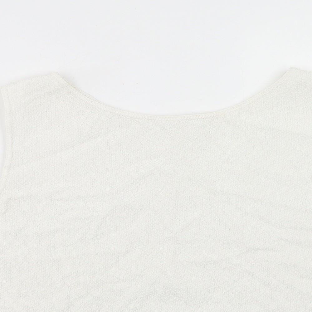 Ecology Womens White Cotton Cropped Tank Size XL Boat Neck