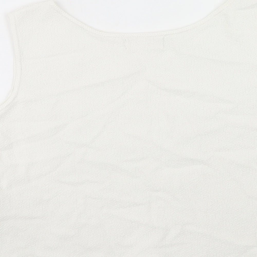 Ecology Womens White Cotton Cropped Tank Size XL Boat Neck