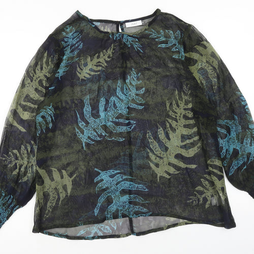 Adini Womens Multicoloured Geometric Viscose Basic Blouse Size M Scoop Neck - Leaf Print