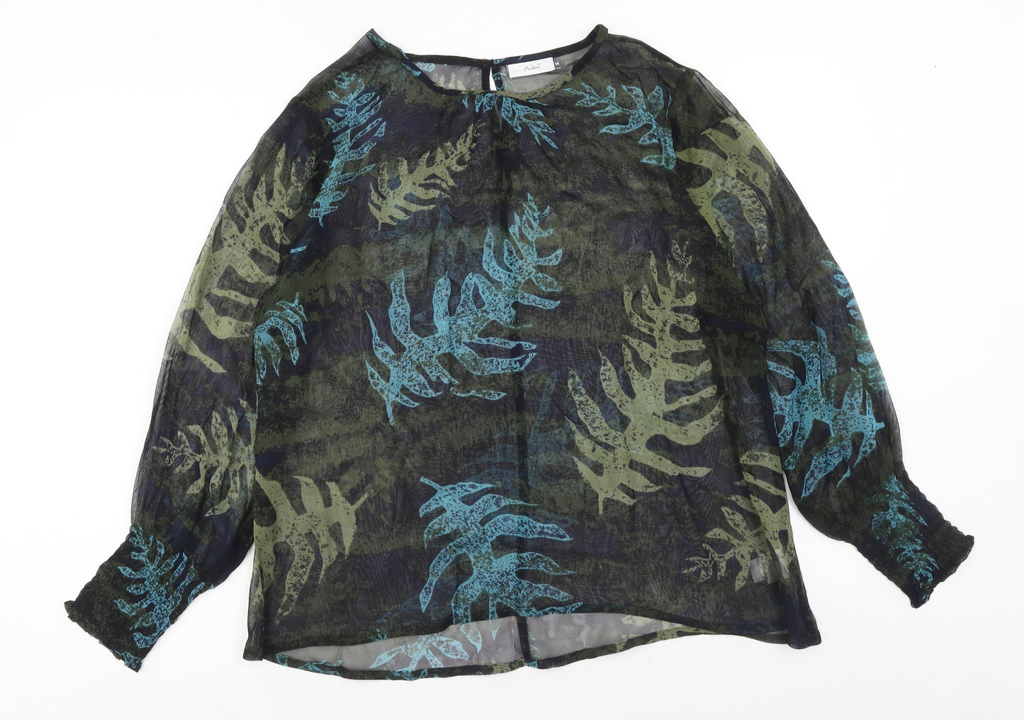 Adini Womens Multicoloured Geometric Viscose Basic Blouse Size M Scoop Neck - Leaf Print